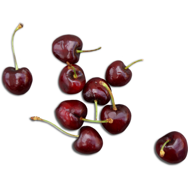 Hafif arka plana serpilmiş taze kiraz koleksiyonu..