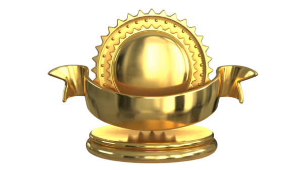 Rozetli, çizgi film tarzı altın bir kupa. Şeref ve mükemmelliği simgeliyor. Ödül grafikleri ve şakacı çizimler için mükemmel..