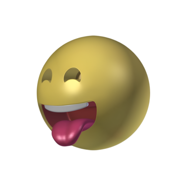 Üç boyutlu bir emoji, neşeli bir ifade, dili dışarı çıkmış ve gözleri kapalı. Sarı yüz, neşeli ve muziplik hissi veriyor. Neşeli ve mizahi duyguları göstermek için mükemmel..