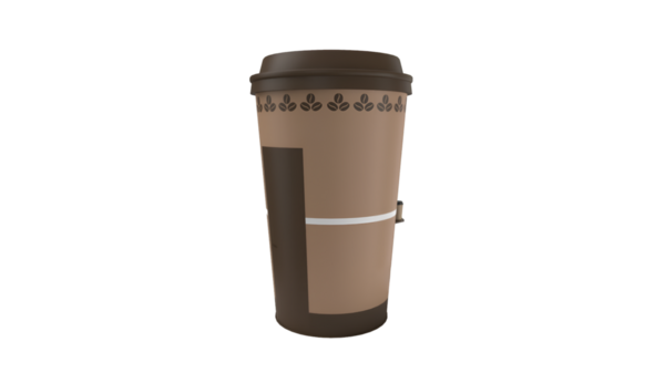 İçecekler için tasarlanmış tek kullanımlık bir kahve fincanı, basit bir kahverengi ve bej rengi şeması içeriyor..