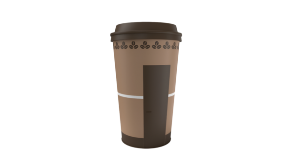 Dekoratif desenli ve kapı resimli stilize bir kahve fincanı tasarımı..