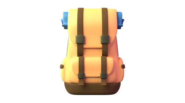 Açık hava maceraları için ideal, kayışlı ve sarılı renkli bir sırt çantası..