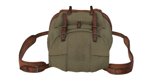 Tahta askıları ve cepleri olan klasik bir sırt çantası. Açık hava maceraları için ideal..