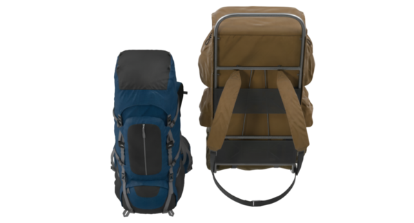 Bu üstü açılır sırt çantasının en üstteki görüntüsünde ergonomik tasarımı ve geniş bölümleri görülüyor. Çok yönlü açık hava aktiviteleri ve uzun seyahatler için ideal..