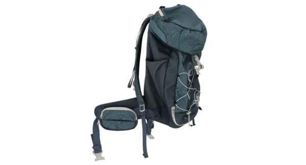 Açık hava maceraları için tasarlanmış, birden fazla bölmesi ve ayarlanabilir kayışları olan bir yürüyüş sırt çantası..