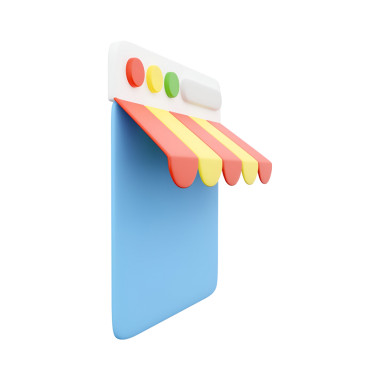 Çizgili tenteli renkli bir vitrin simgesi.