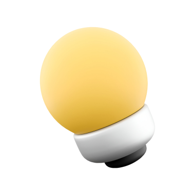 Üstü sarı, tabanı beyaz olan stilize bir ampul.