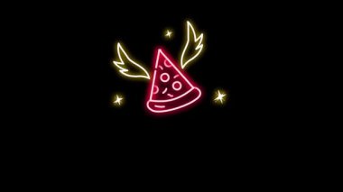 Eğlenceli Tasarımlar İçin Kanatlı ve Parıltılı Garip Neon Pizzalar