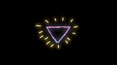 Siyah Arkaplan üzerinde Parlak Işık Efektleriyle Çarpıcı Neon Üçgeni