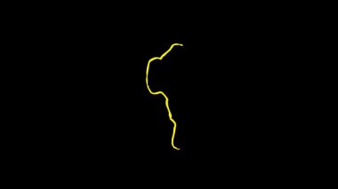 Neon Sarı Işıltı Efektiyle Afrika 'nın Taslağının Yaratıcı Animasyonu