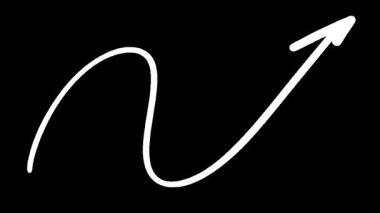 Siyah arkaplanda yukarı doğru eğilim ve yönleri gösteren hareketli beyaz ok