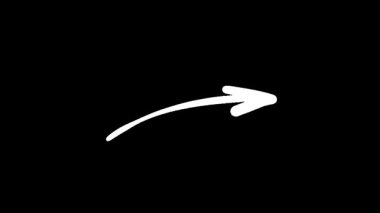 Basit beyaz ok animasyonu siyah arkaplanı işaret ediyor, yön göstergesi