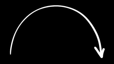 Siyah arkaplan aşağı döngü gösteren minimalist beyaz ok yayı animasyonu
