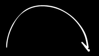 Animasyon beyaz ok siyah arkaplan üzerinde aşağı bakan bir yay oluşturur