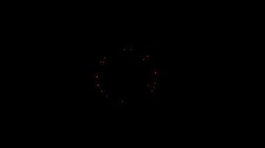 Canlı turuncu dairesel desen, simsiyah bir arkaplan karşısında canlanıyor