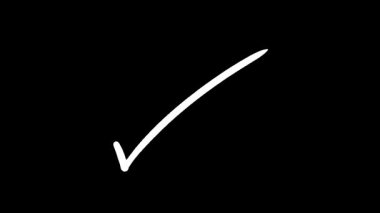 Animasyon Beyaz Denetim İşareti Görsel Doğrulama için Siyah Arkaplanda Görünüyor