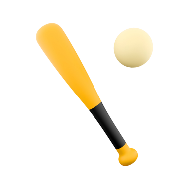 Sarı bir beyzbol sopası ve beyaz bir top. Genellikle beyzbolda kullanılır..