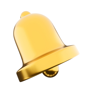 Dijital arayüzlerdeki uyarıları veya uyarıları belirtmek için kullanılan parlak bir altın çan simgesi.