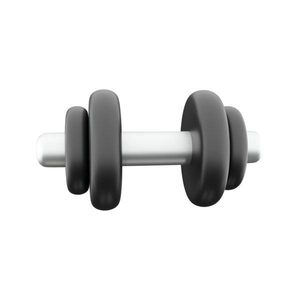 Ağırlık kaldırmak ve spor yapmak için kullanılan siyah ve gümüş bir dambıl..