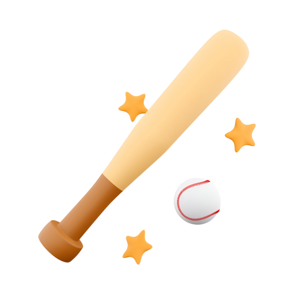 Top ve yıldızlı bir beyzbol sopası, sporu ve oyunculuğu simgeliyor..