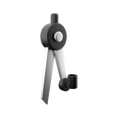 Daireler çizmek ve uzaklıkları ölçmek için kullanılan bir pusula aracı.