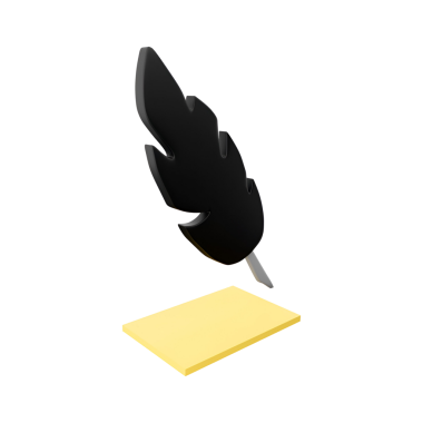 Sarı tabanlı bir siyah tüy kalem. Yazı ve yaratıcılığı simgeliyor..