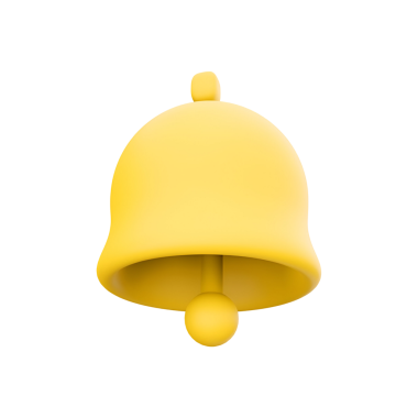 Uyarıları veya uyarıları simgeleyen canlı bir sarı çan simgesi.