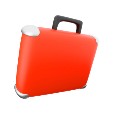 Parlak kırmızı bir bavul, parlak bir tasarım, seyahat ve depolama için ideal..