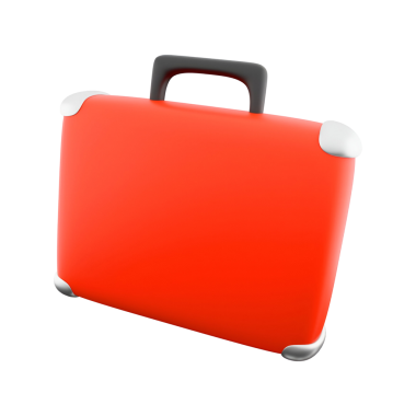Seyahat ve depolama için tasarlanmış saplı parlak kırmızı bir bavul..