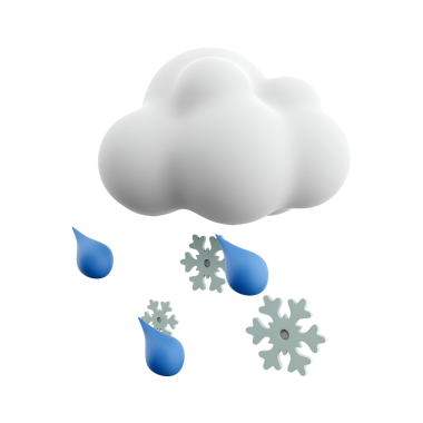 Soğuk hava koşullarını temsil eden yağmurlu ve kar taneli bir bulutun stilize bir örneği..