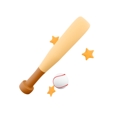 Yıldızlı bir beyzbol sopası ve top, sporu ve oyunculuğu simgeliyor..