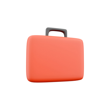 Sade turuncu bir evrak çantası, iş ve seyahati simgeliyor..