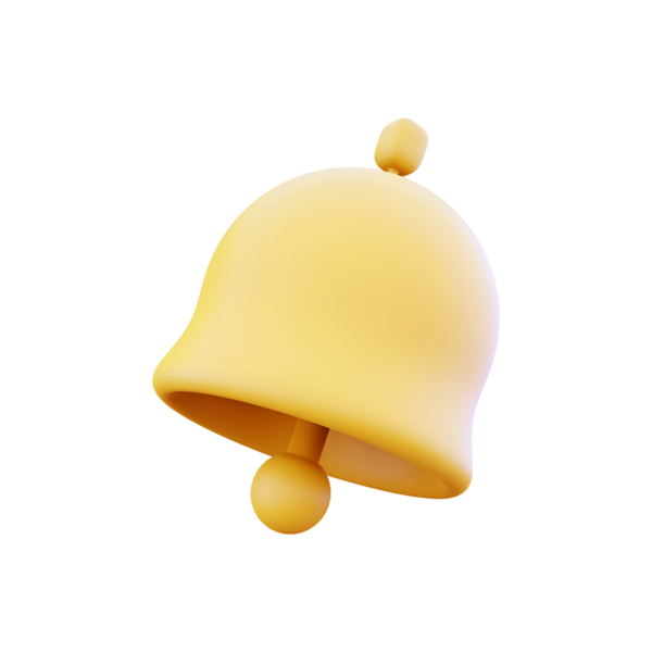 Dijital arayüzlerde sıklıkla kullanılan, uyarıları veya uyarıları sembolize eden 3 boyutlu sarı bir çan.