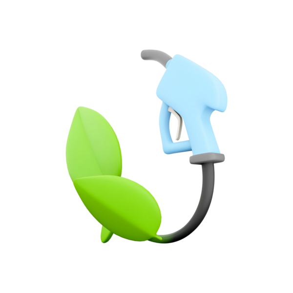 Yeşil yapraklarla birleştirilmiş bir yakıt pompası çizimi, çevre dostu enerjiyi veya sürdürülebilir yakıtı sembolize ediyor.