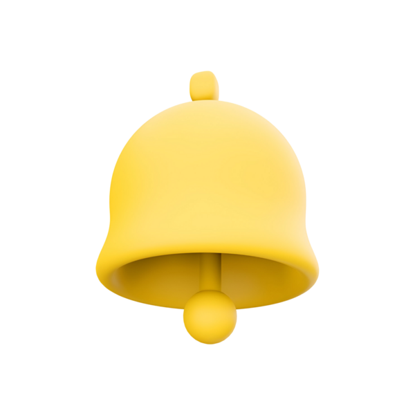 Biçimlendirilmiş sarı bir zil, genellikle uyarılar veya uyarılar için simge olarak kullanılır.