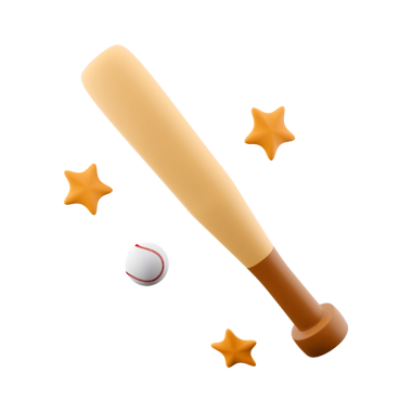 Beyzbol sopası, beyzbol sopası ve yıldızların yer aldığı bir illüstrasyon. Beyzbol sporunu ve heyecanını simgeliyor..