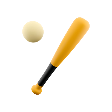 Beyzbol sopası ve top, spor ve eğlence aktivitelerini sembolize ediyor..