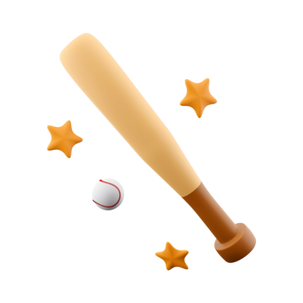 Beyzbol sopası, beyzbol sopası ve yıldızların yer aldığı bir illüstrasyon. Beyzbol sporunu ve heyecanını simgeliyor..
