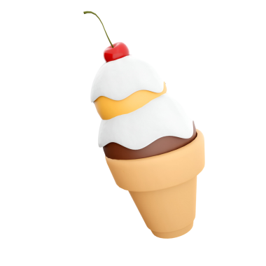 Krem şantili ve vişneli leziz bir dondurma külahı..