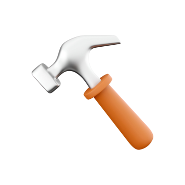 Turuncu saplı parlak metal bir çekiç. Genellikle çivi çakmak ve çeşitli inşaat işlerinde kullanılır..