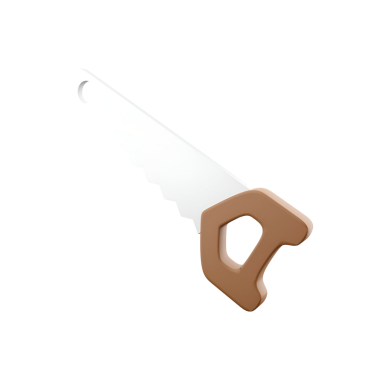 Tırtıklı bir bıçak ve kendine özgü bir sapı olan el testeresinin stilize edilmiş bir çizimi..