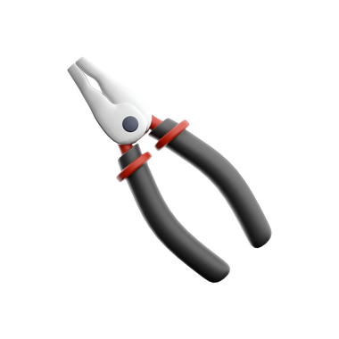 Kırmızı aksanlı ve siyah saplı bir çift kerpeten, sıklıkla kablo tutmak, bükmek ve kesmek ve küçük nesneleri kesmek için kullanılır..