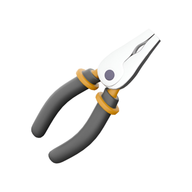 Daha iyi kavramak için ergonomik saplar içeren, nesneleri kavramak ve yönlendirmek için tasarlanmış bir pense çifti..