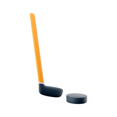 Hokey sopası ve diskinin bir çizimi, hokey sporunu temsil ediyor..