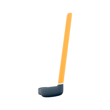 Golf sahasında golf toplarına vurmak için tasarlanmış, tahta saplı ve siyah başlı bir golf sopası..