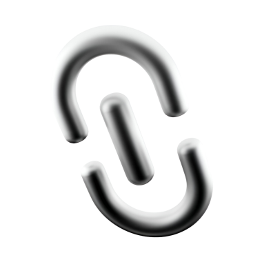 Parlak, metalik bir bağlantı sembolü bağlanabilirliği ve dijital etkileşimi temsil ediyor..