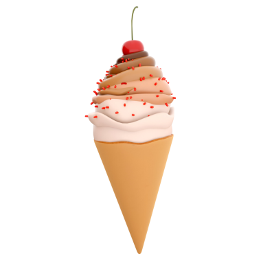 Krem şantili, çikolatalı ve vişneli leziz bir dondurma külahı. Tatlı bir ikram için mükemmel..