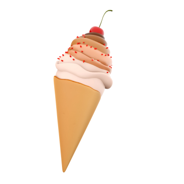 Kremalı ve kirazlı leziz bir dondurma külahı, tatlı bir ikram için mükemmel..