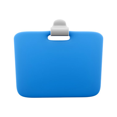 Genellikle belge ve notları düzenlemek için kullanılan, klipli mavi bir klasör.