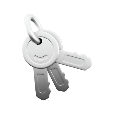 Bir anahtarlıktaki üç gümüş anahtar, güvenliği ve erişimi simgeliyor..